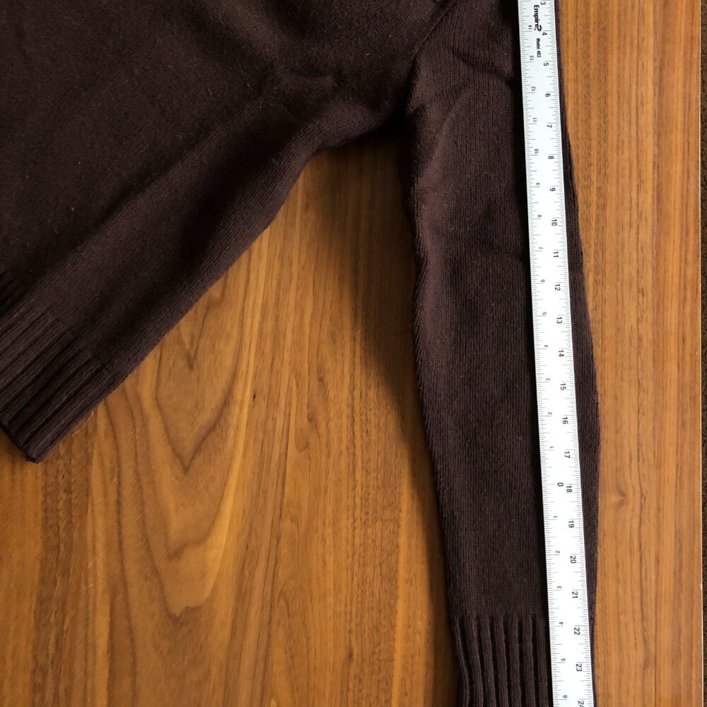 Rugby Ralph Lauren Wool Sweater Small Brown Shawl Collar Elbow Patches - Picture 6 of 6